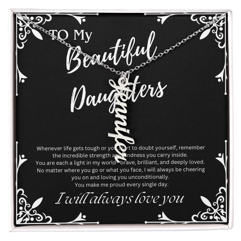 To My Beautiful Daughters Custom Name Necklace