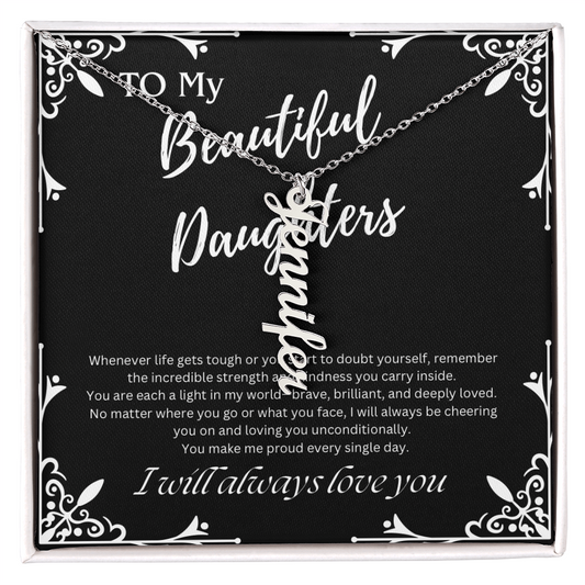 To My Beautiful Daughters Custom Name Necklace