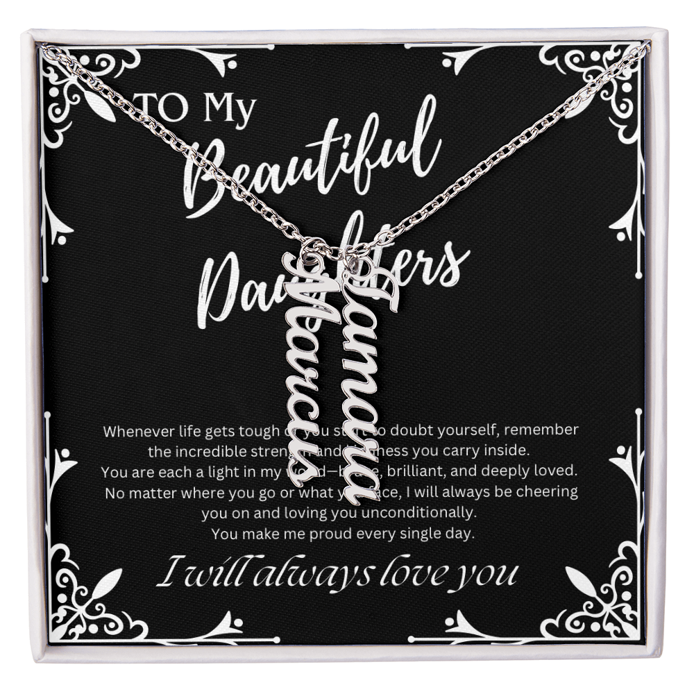 To My Beautiful Daughters Custom Name Necklace