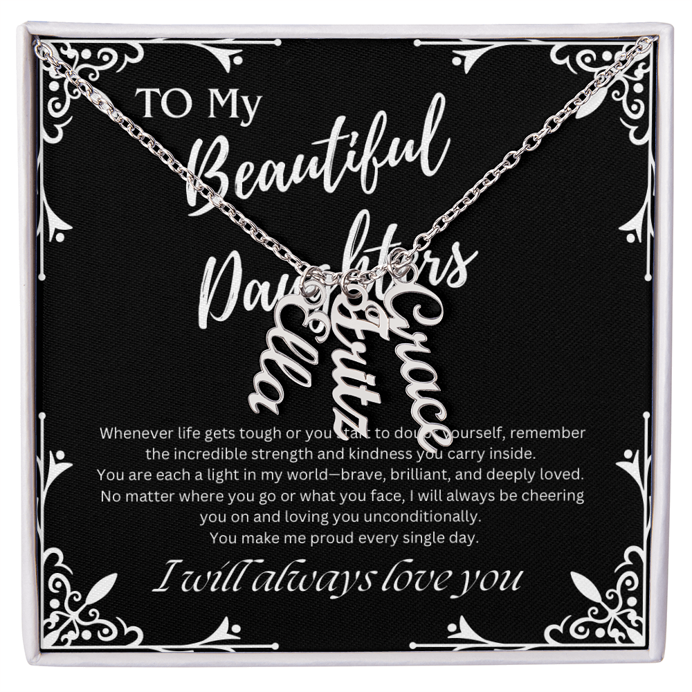 To My Beautiful Daughters Custom Name Necklace