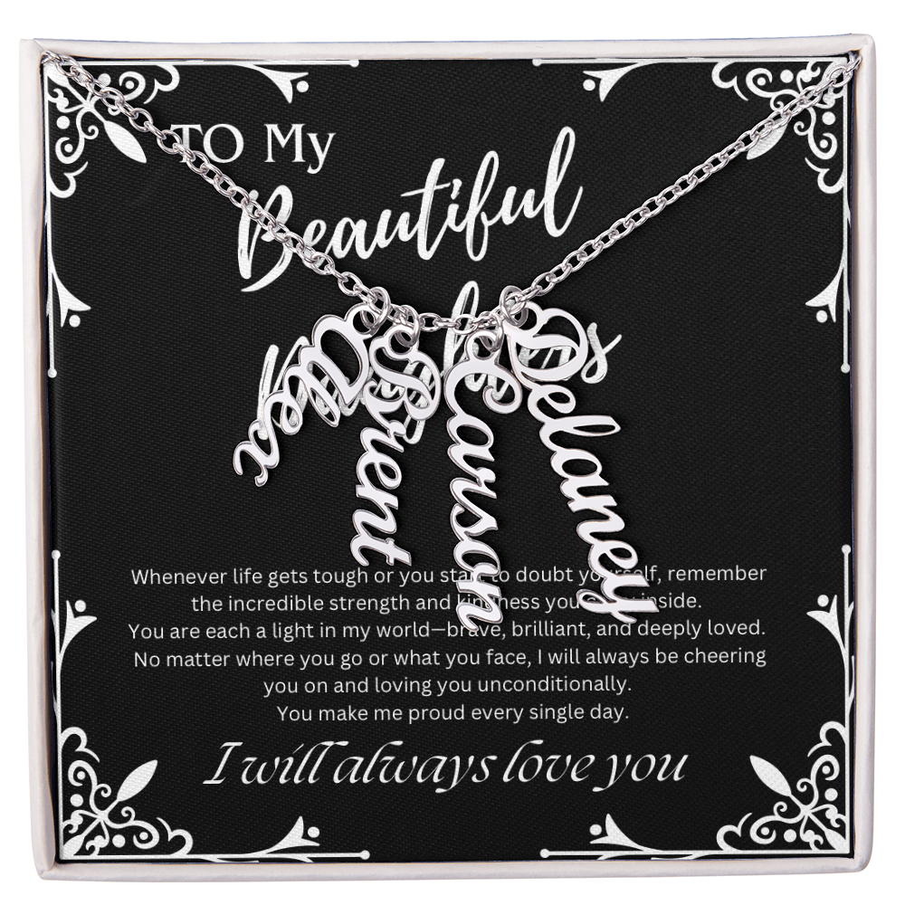 To My Beautiful Daughters Custom Name Necklace