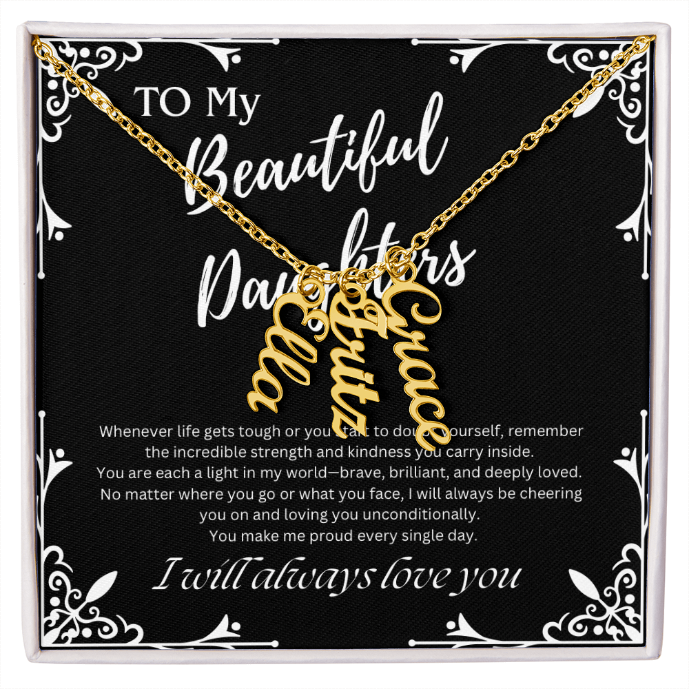 To My Beautiful Daughters Custom Name Necklace