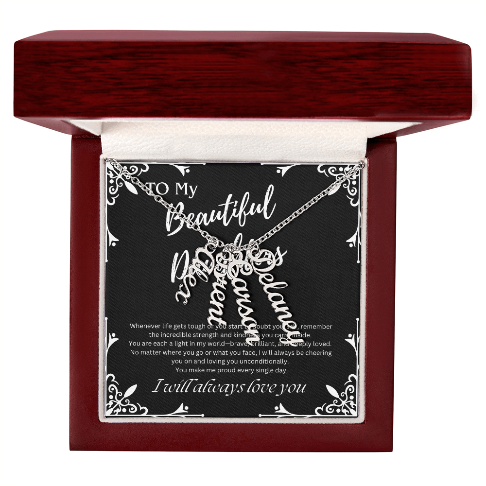 To My Beautiful Daughters Custom Name Necklace