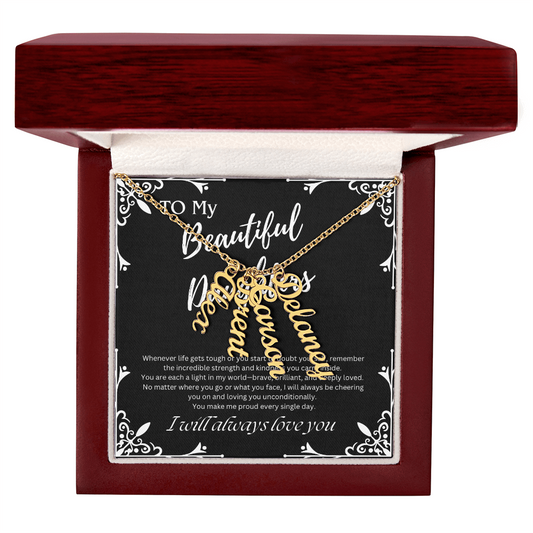 To My Beautiful Daughters Custom Name Necklace